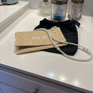 Dior Rafia Clutch with Pearl Strap GWP